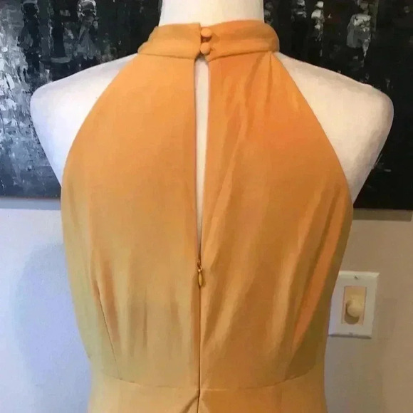 NWT Nina Leonard Mustard Twist Halter Knit Wide Leg Jumpsuit | Size M - Picture 9 of 12